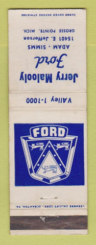 Matchbook Cover - Jerry Malooly Ford Grosse Pointe MI