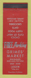 Matchbook Cover - Grimes' Market Lapeer MI grocery