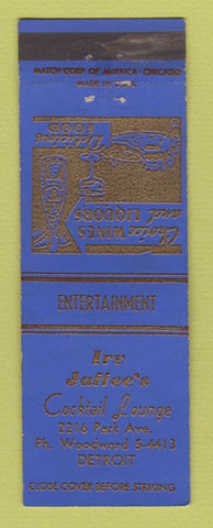 Matchbook Cover - Irv Jaffee's Cocktail Lounge Detroit MI