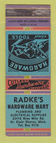Matchbook Cover - Radke's Hardware Mart St Clair Shores MI