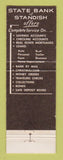Matchbook Cover - State Bank of Standish MI