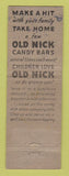 Matchbook Cover - Old Nick Candy Bar WEAR