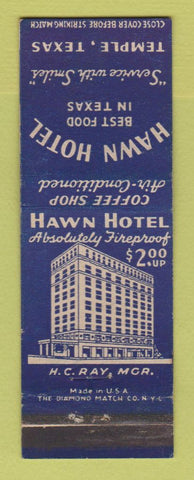 Matchbook Cover - Hawn Hotel Temple TX