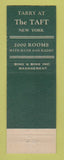 Matchbook Cover - Hotel Taft New York City
