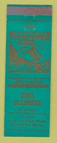 Matchbook Cover - Earl Cleaners Clawson MI