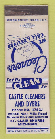Matchbook Cover - Castle Cleaners Dyers St Clair Shores MI