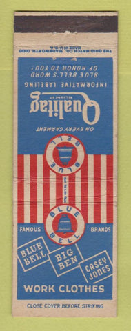 Matchbook Cover - Blue Bell Work Clothes Big Ben Casey Jones