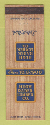 Matchbook Cover - Hugh Rader Lumber Detroit MI