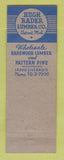 Matchbook Cover - Hugh Rader Lumber Detroit MI