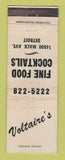 Matchbook Cover - Voltaire's Restaurant Detroit MI WEAR