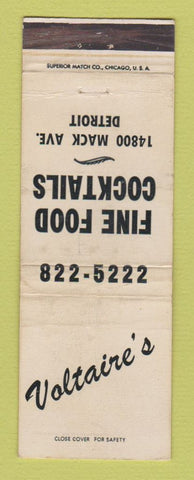 Matchbook Cover - Voltaire's Restaurant Detroit MI WEAR
