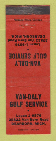 Matchbook Cover - Van Daly Gulf oil gas Dearborn MI WEAR