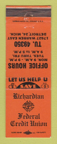 Matchbook Cover - Richardian Knights of Columbus Credit Union Detroit MI