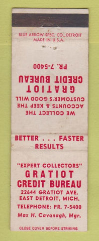 Matchbook Cover - Gratiot Credit Bureau East Detroit MI WEAR