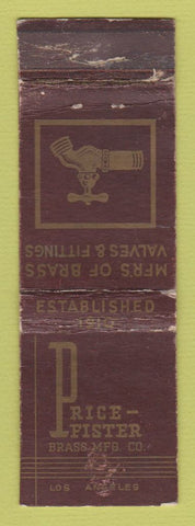 Matchbook Cover - Price Pfister Brass Los Angeles CA CROWN WORN