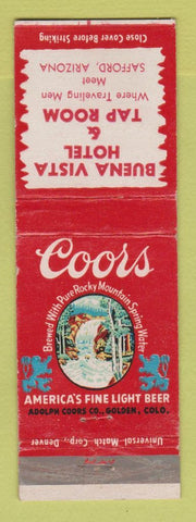 Matchbook Cover - Coors Beer Buena Vista Hotel Safford AZ WORN BACK
