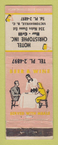Matchbook Cover - Hotel Christophe Victoriaville QC WORN