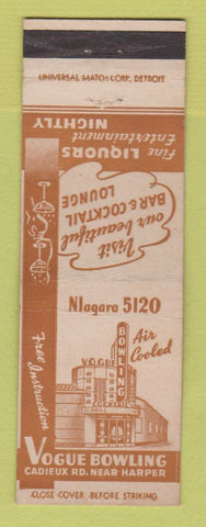 Matchbook Cover - Vogue Bowling Detroit MI