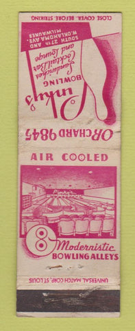 Matchbook Cover - Pinky's Bowling Milwaukee WI WORN