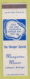 Matchbook Cover - Margarine Manor Lakeport MI