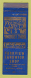 Matchbook Cover - Parkview Sandwich Shop Detroit MI WEAR
