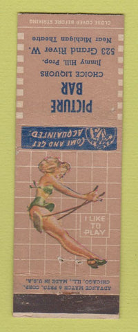 Matchbook Cover - Picture Bar Detroit MI pinup ADVANCE