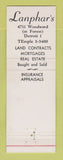 Matchbook Cover - House of Lanphar Mortgage Real Estate Detroit MI