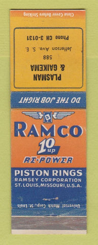Matchbook Cover - Ramco Piston Rings Plasman & Gaikema Detroit MI