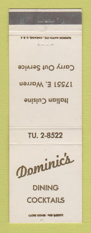 Matchbook Cover - Dominic's Restaurant Italian Detroit? MI