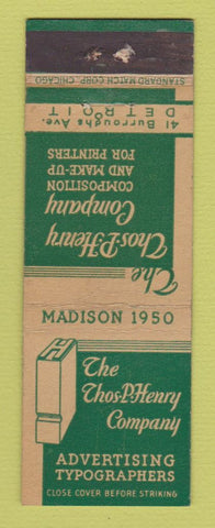 Matchbook Cover - Thos Henry Advertising Typographers Detroit MI