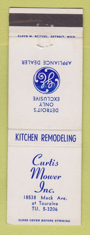 Matchbook Cover - Curtis Mower Inc General Electric GE Appliances Detroit MI