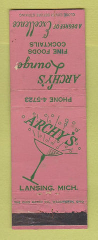 Matchbook Cover - Archy's Lounge Lansing MI WEAR
