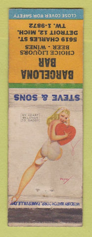 Matchbook Cover - Barcelona Bar Detroit MI pinup WEAR