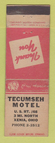 Matchbook Cover - Tecumseh Motel Xenia OH WORN