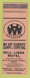 Matchbook Cover - Bill Lissa Motel Salisbury MO