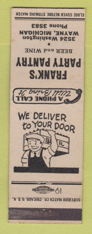 Matchbook Cover - Frank's Party Pantry Wayne MI liquor