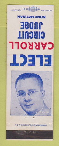 Matchbook Cover - Carroll Circuit Judge Election Detroit? MI?