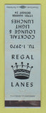Matchbook Cover - Regal Lanes Bowling Detroit MI