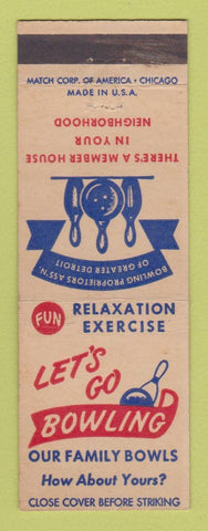 Matchbook Cover - Let's Go Bowling