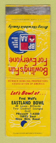 Matchbook Cover - Eastland Bowling Detroit? MI WORN