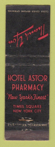 Matchbook Cover - Hotel Astor Drug Store New York City WEAR