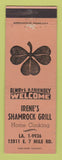 Matchbook Cover - Irene's Shamrock Grill Detroit MI