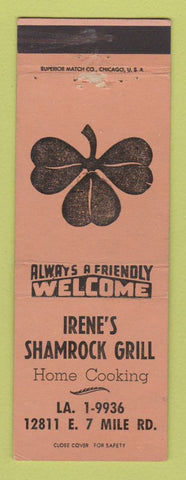Matchbook Cover - Irene's Shamrock Grill Detroit MI