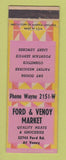 Matchbook Cover - Food and Venoy Market Grocery Detroit? MI