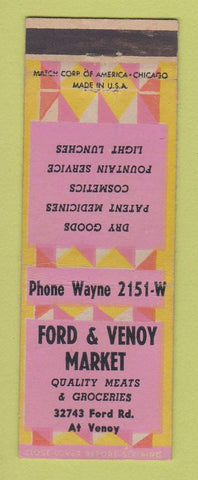 Matchbook Cover - Food and Venoy Market Grocery Detroit? MI