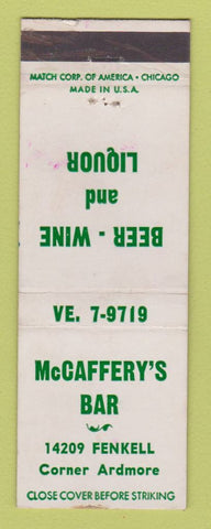 Matchbook Cover - McCaffery's Bar Detroit MI WEAR