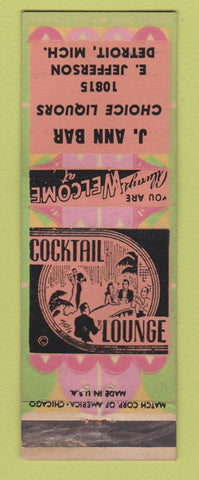 Matchbook Cover - J Ann Bar Detroit MI