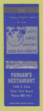 Matchbook Cover - Parham's Restaurant West Palm Beach FL