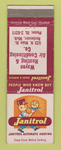 Matchbook Cover - Janitrol Wayne Heating Air Conditioning Rochester MI