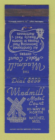 Matchbook Cover - Windmill Motel Court Natchez MS WEAR